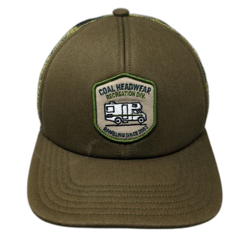 Coal Headwear Trucker Hat Green One Size RV Camper Patch Camo Mesh Snapback Cap